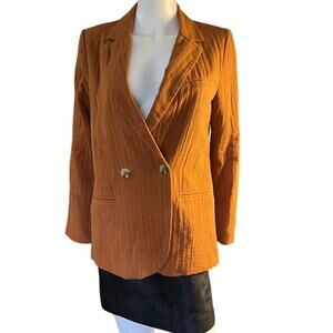 Daniel Rainn Burnt Orange Textured Cotton Blazer Jacket Size Small